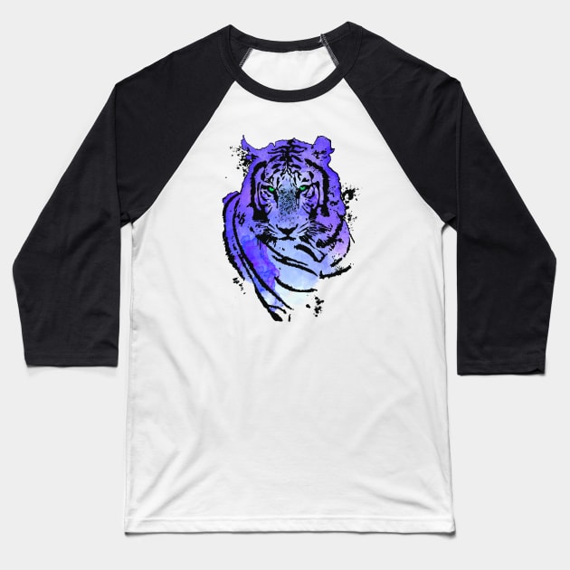 tiger watercolor Baseball T-Shirt by Enidrea